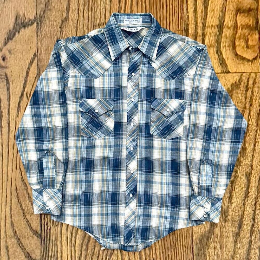 Vintage 80’s Plaid Pearl Snap Button Up Western Shirt